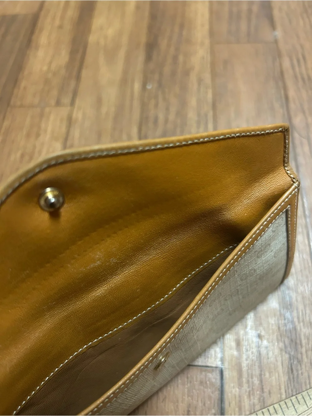 Gucci Beige and Tan Canvas Leather Wallet